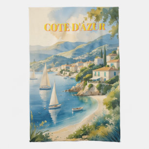 Vintage Style Cote D'Azur French Travel Kitchen Towel
