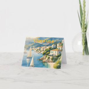 Vintage Style Cote D'Azur French Travel Letterpress Thank You Card