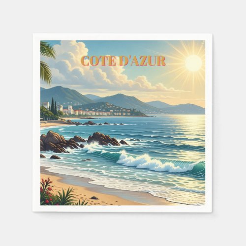 Vintage Style Cote D'Azur French Travel Napkins