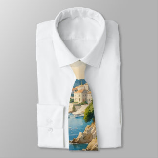 Vintage Style Cote D'Azur French Travel  Neck Tie