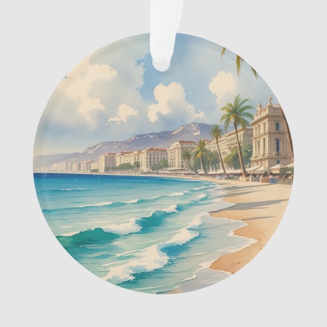 Vintage Style Cote D'Azur French Travel  Ornament (Front)