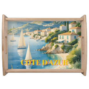 Vintage Style Cote D'Azur French Travel Serving Tray