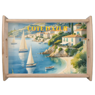 Vintage Style Cote D'Azur French Travel Serving Tray