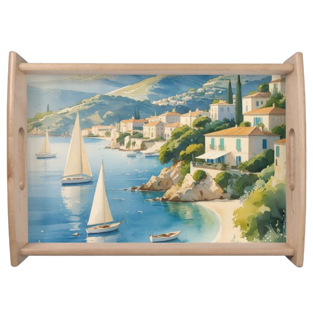 Vintage Style Cote D'Azur French Travel  Serving Tray (Front)