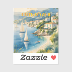 Vintage Style Cote D'Azur French Travel Sticker
