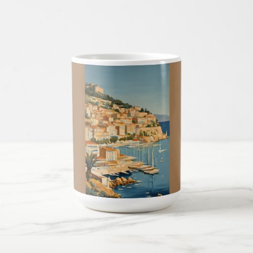 Vintage Style Cote DAzur French Travel Watercolor Coffee Mug