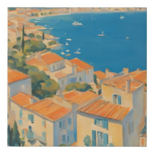 Vintage Style Cote D'Azur French Travel Watercolor Faux Canvas Print