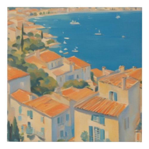 Vintage Style Cote DAzur French Travel Watercolor Faux Canvas Print