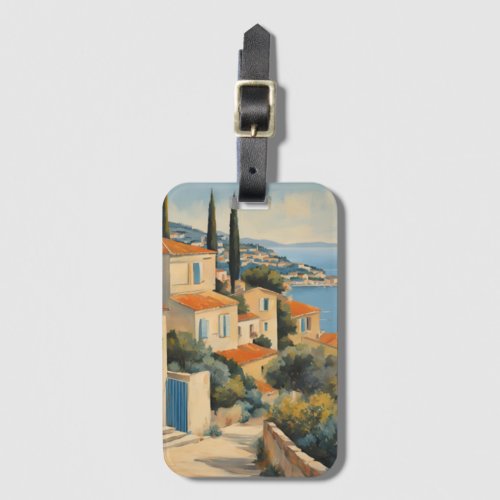 Vintage Style Cote DAzur French Travel Watercolor Luggage Tag