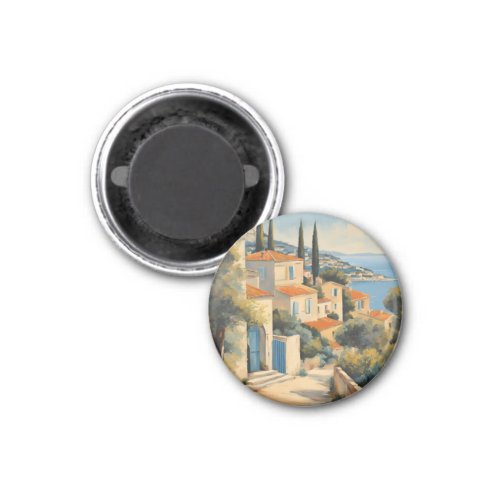 Vintage Style Cote DAzur French Travel Watercolor Magnet