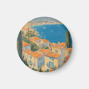 Vintage Style Cote D'Azur French Travel Watercolor Magnet