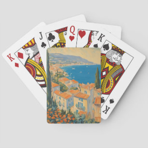 Vintage Style Cote D'Azur French Travel Watercolor Poker Cards