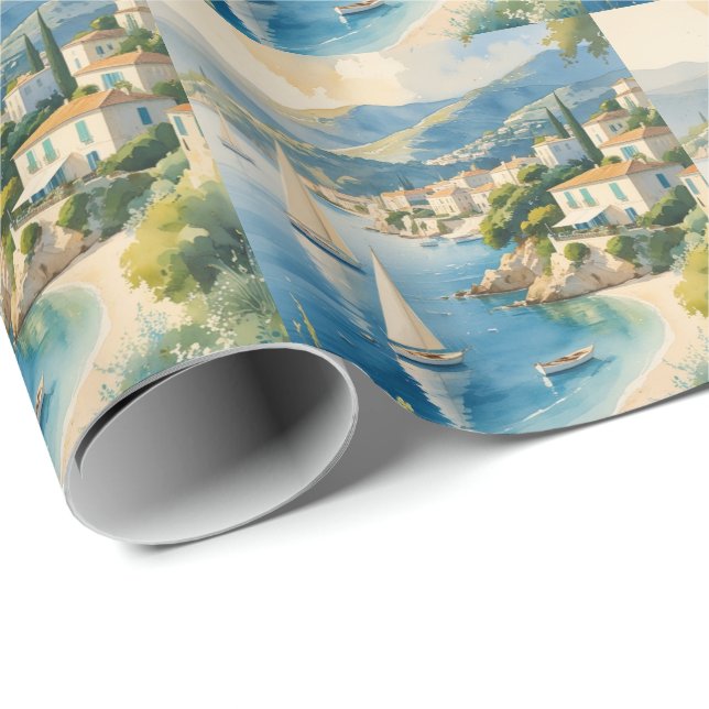 Vintage Style Cote D'Azur French Travel  Wrapping Paper (Roll Corner)