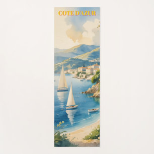 Vintage Style Cote D'Azur French Travel Yoga Mat
