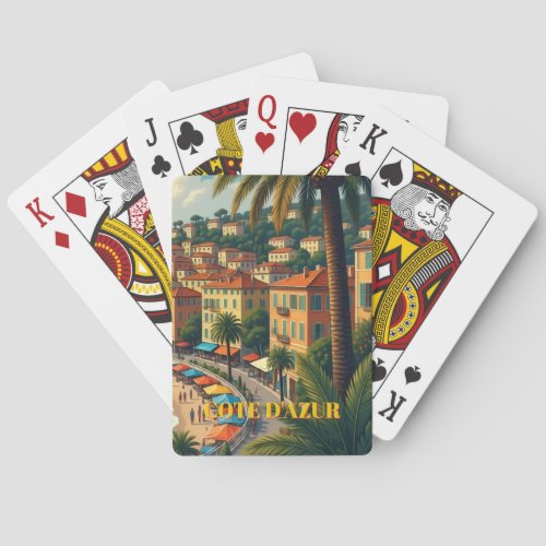 Vintage Style Cote D'Azur Travel Illustration Poker Cards