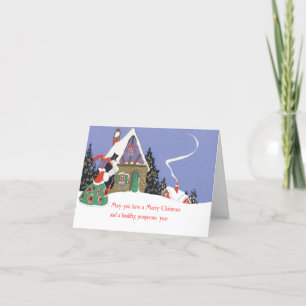 Vintage-Style "Country Cottage" Christmas Card