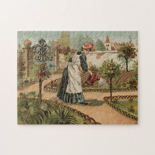Vintage style country garden scene jigsaw puzzle