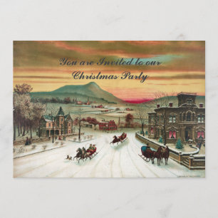 Vintage style Country scene  Christmas Invitation