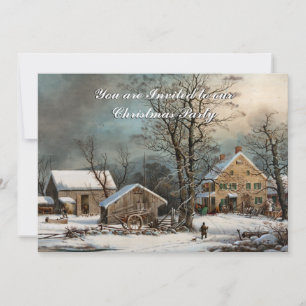 Vintage style Country Winter Christmas Invitation