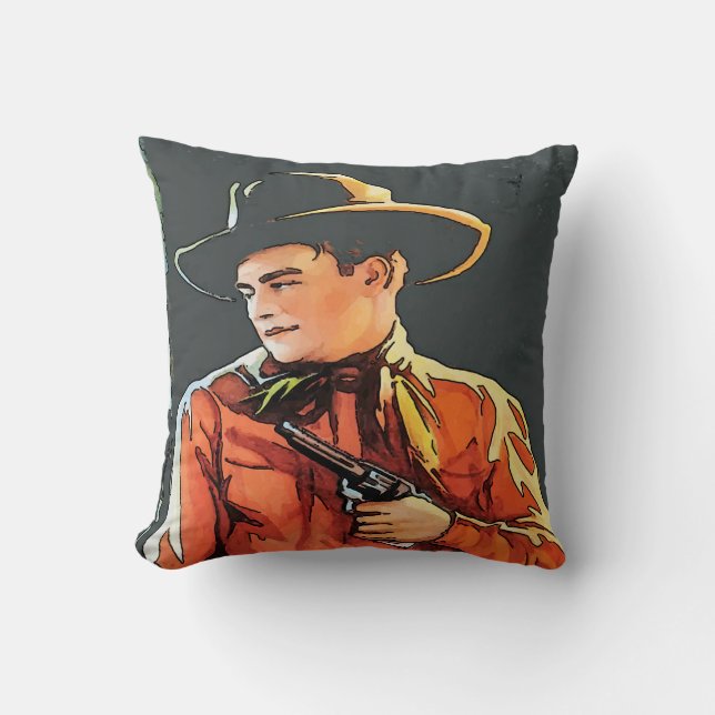 Vintage Style Cowboy Throw Pillow (Front)