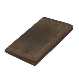 Vintage style dark brown leather look tri-fold wallet
