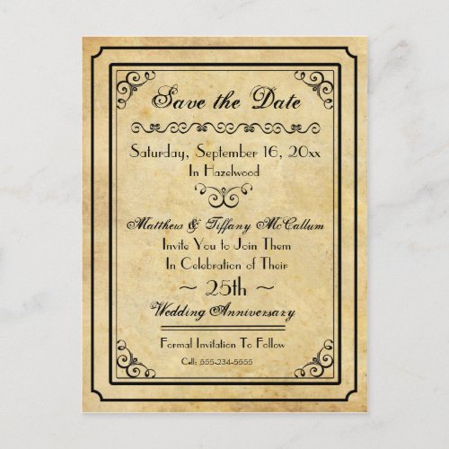 Vintage Style Design Save the Date Postcard