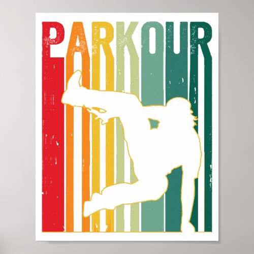 Vintage Style Distressed Parkour Retro Silhouette Poster