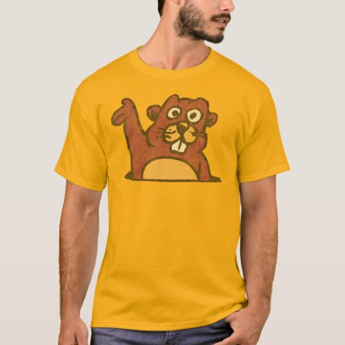 Vintage Style Distressed Waving Gopher T_Shirt
