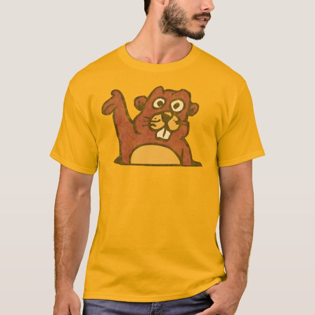 Vintage Style Distressed Waving Gopher T-Shirt (Front)