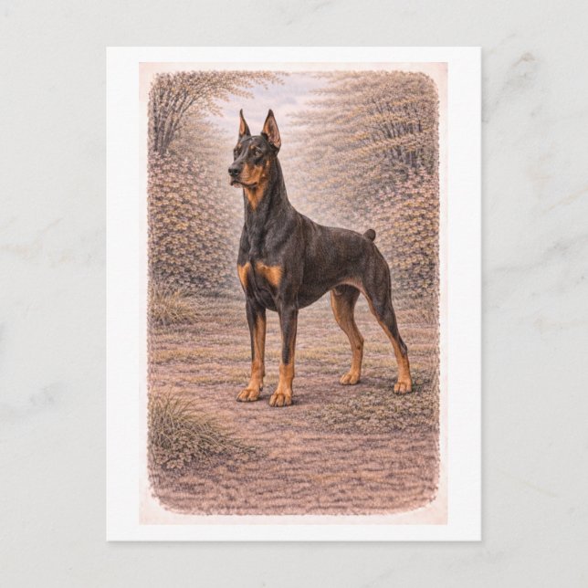 Vintage-Style Doberman Pinscher Postcard (Front)
