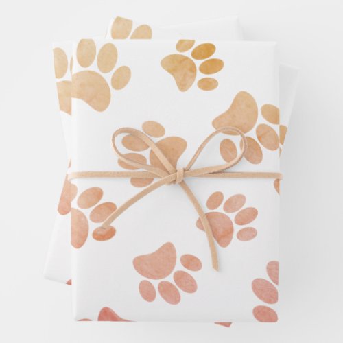 Vintage Style Dog Paw Prints Wrapping Paper Sheets