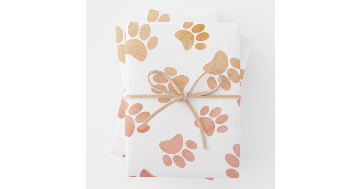 Dog Paw Print Pattern, Pink Wrapping Paper Sheets, Zazzle