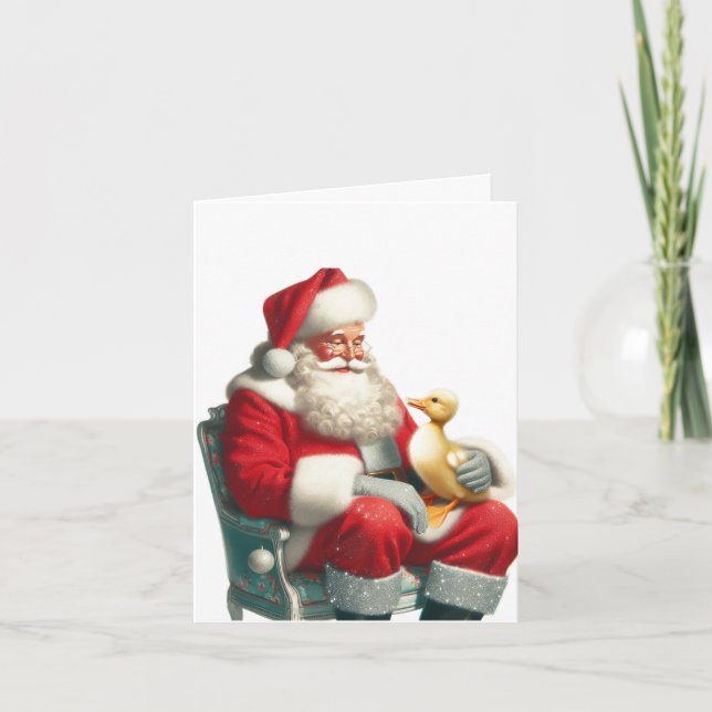 Vintage Style Duckling Christmas Card (Front)