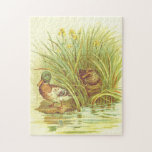 [ Thumbnail: Vintage Style, Ducks Near The Water Puzzle ]