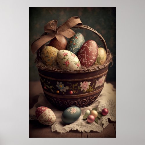 Vintage Style Easter Basket Printable Wall Art