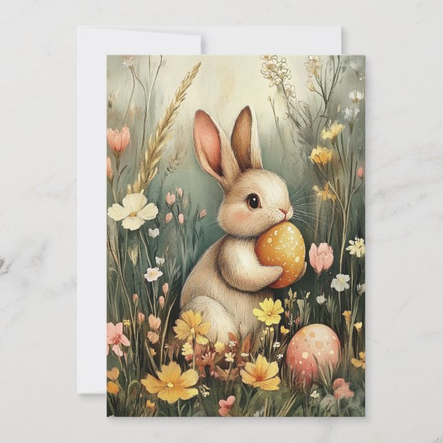 Vintage Style Easter Rabbit Card (Front)