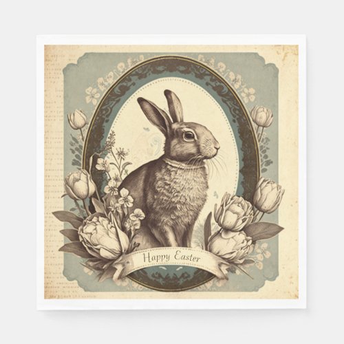 Vintage Style Easter Spring Bunny Napkins