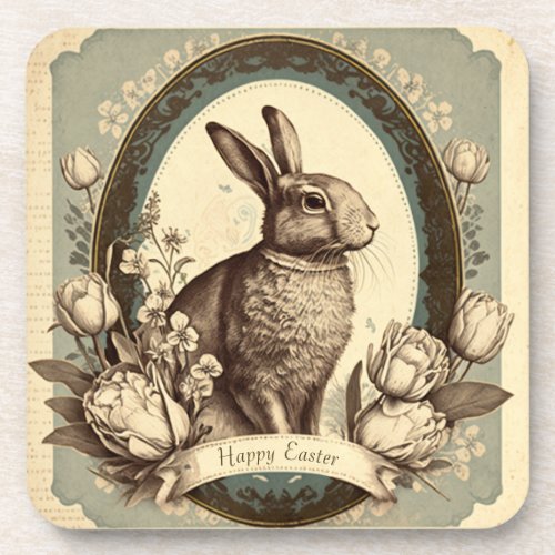 Vintage Style Easter Spring Bunny Plasic Coasters