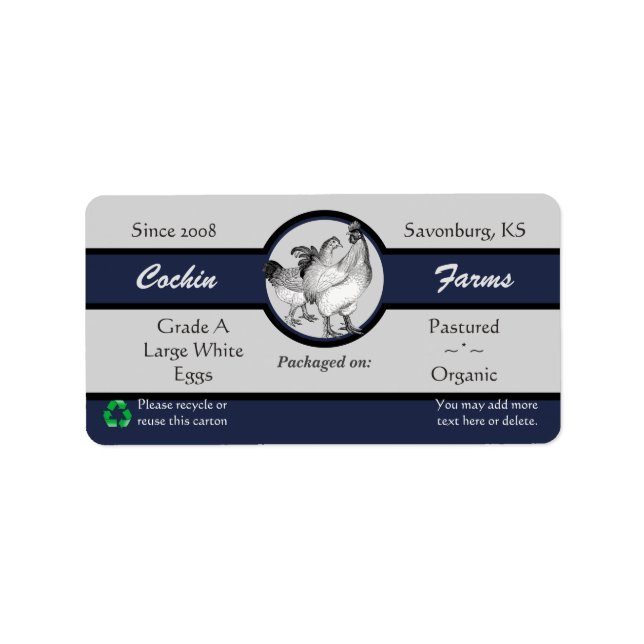 Vintage Style Egg Carton Label (Front)