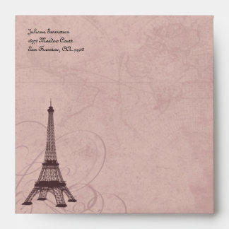Vintage Style Eiffel Tower Paris Square Envelopes