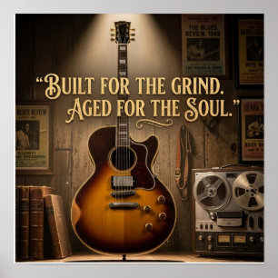 Vintage-Style Electric Archtop Guitar Poster