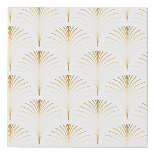 Vintage style elegant floral art deco repeat fan p faux canvas print