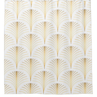 Vintage style elegant floral art deco repeat fan p shower curtain
