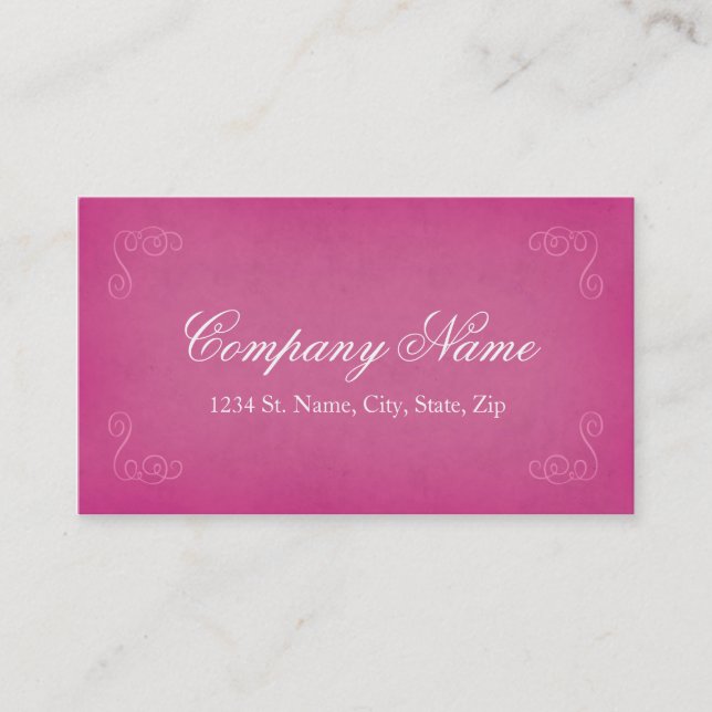 Vintage Style Elegant Pink Business Cards (Front)