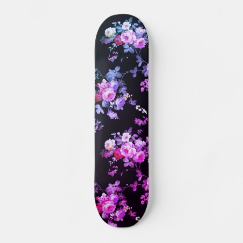 Vintage Style Elegant Pink Gradient Roses Floral Skateboard