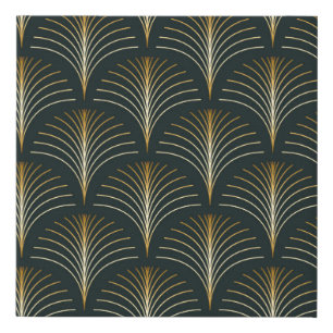 Vintage style elegant seamless art deco repeat fan faux canvas print