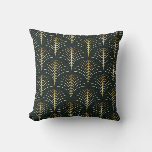 Vintage style elegant seamless art deco repeat fan throw pillow