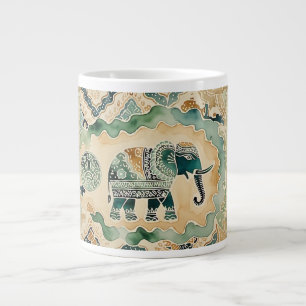 Vintage Style,Elephant Batik Soul Giant Coffee Mug