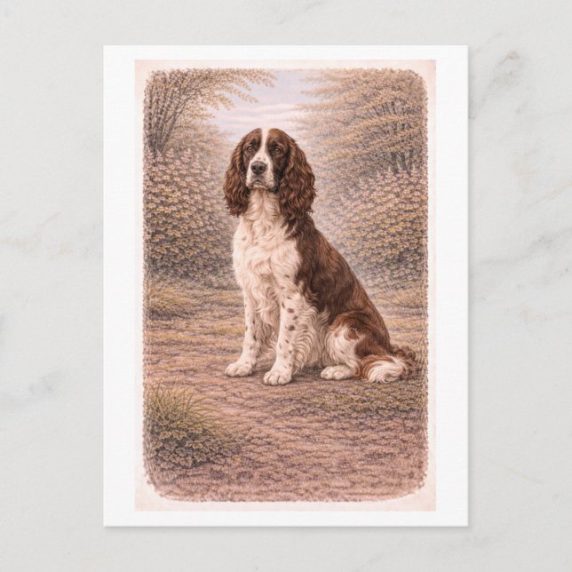 Vintage-Style English Springer Spaniel Postcard (Front)
