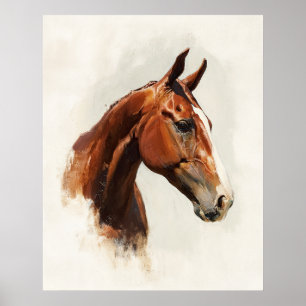 Vintage Style Equestrian Horse Oil Painting Poster